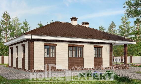 160-015-П Проект одноэтажного дома, гараж, доступный загородный дом из бризолита, Димитровград