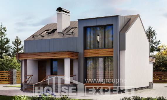 120-004-П Проект двухэтажного дома мансардный этаж, современный коттедж из газосиликатных блоков, Димитровград
