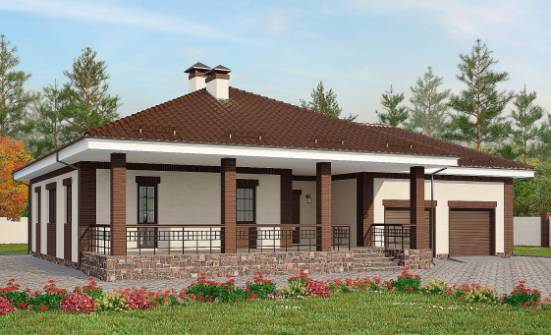 160-015-П Проект одноэтажного дома, гараж, недорогой коттедж из арболита, Димитровград