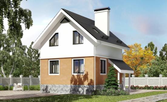 100-005-Л Проект двухэтажного дома с мансардой, скромный коттедж из газобетона, Димитровград