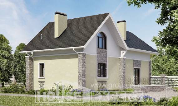 150-012-П Проект двухэтажного дома мансардой, бюджетный загородный дом из керамзитобетонных блоков, Ульяновск