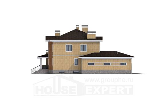 350-002-Л Проект трехэтажного дома, гараж, классический загородный дом из кирпича, Димитровград