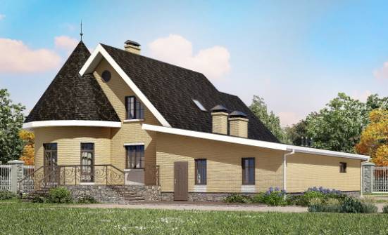 250-001-Л Проект двухэтажного дома мансардой, гараж, красивый домик из керамзитобетонных блоков, Димитровград