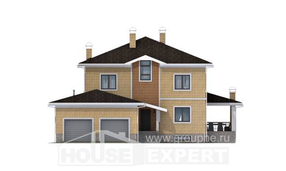 350-002-Л Проект трехэтажного дома, гараж, просторный дом из кирпича, Димитровград