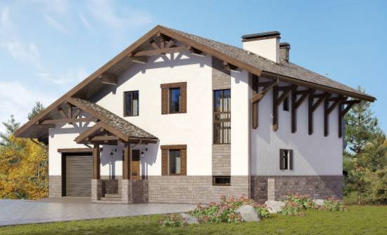 305-002-П Проект трехэтажного дома с мансардой, гараж, современный загородный дом из кирпича, Димитровград