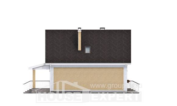 130-004-П Проект двухэтажного дома мансардой, скромный коттедж из блока, Ульяновск