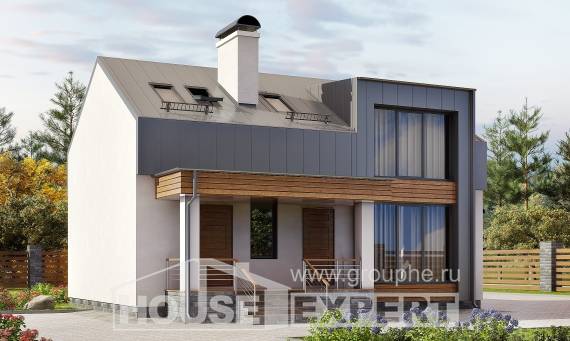 120-004-П Проект двухэтажного дома с мансардным этажом, классический домик из пеноблока, Димитровград